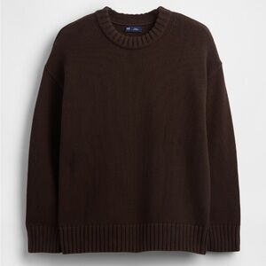 GAP Cotton Oversized Crewneck Sweater in Brown